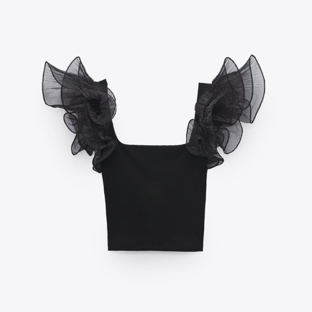Zara Ruffled Organza Top